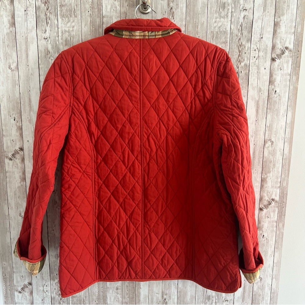 L.L. Bean Women's Quilted Red Chore Barn Utility Jacket Plaid Lined New Large - Picture 2 of 5